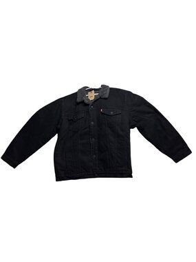 Levis Sherpa Lined Denim Jacket Truckers Black Mens XXL Casual Outerwear New